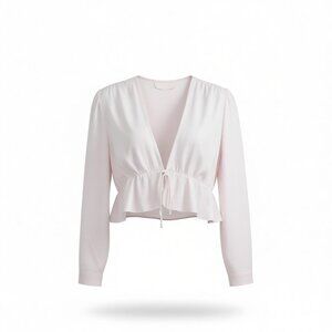 Sunday Best Aritzia Cropped Fabric Blouse Top Soft Pink Peplum Crepe Size M